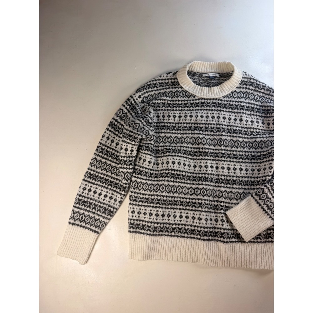 American Eagle Fair Isle Sweater Women XS Cream Black Excellent Knit Pullover - Picture 2 of 9
